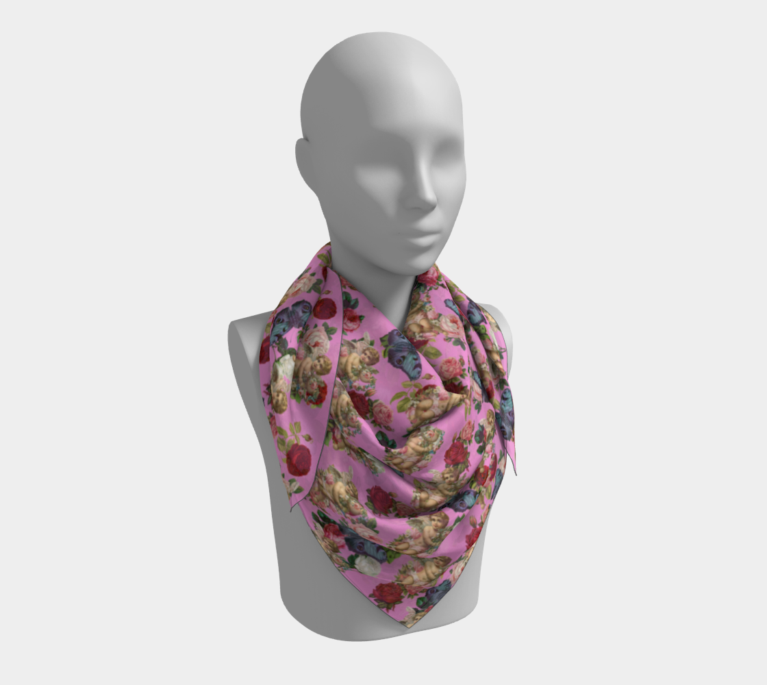 angel cherub butterflies pink scarf