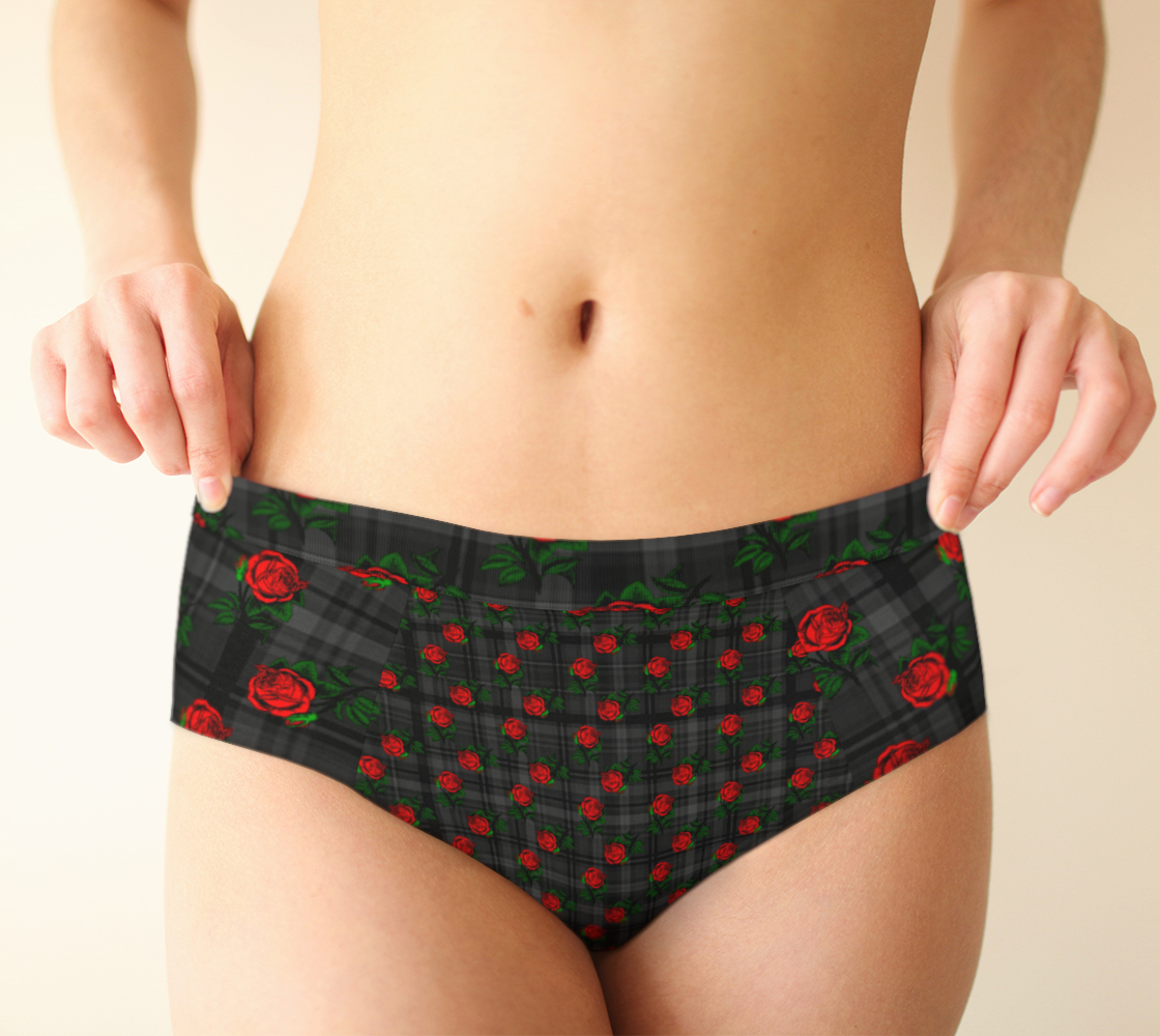 roses black plaid cheeky briefs