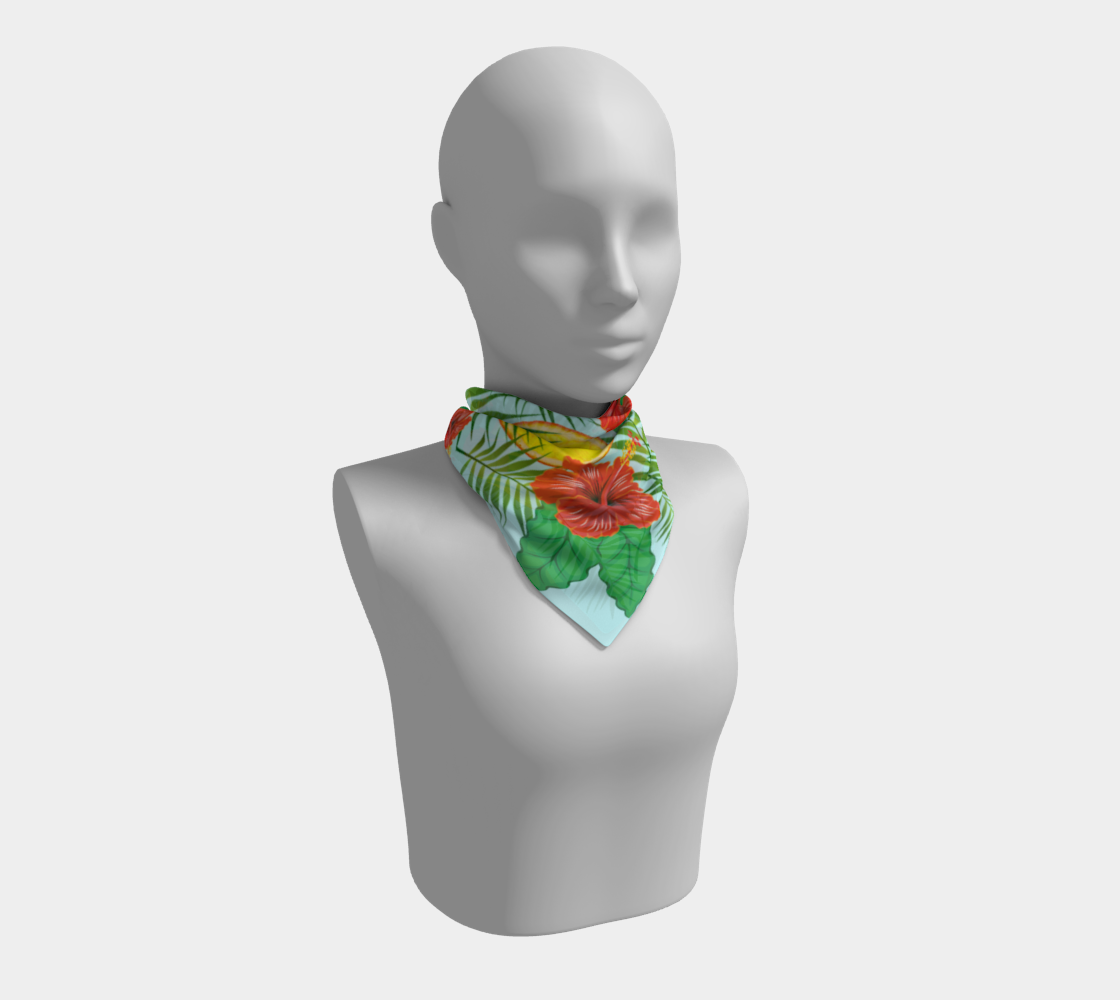 orange tropics blue scarf