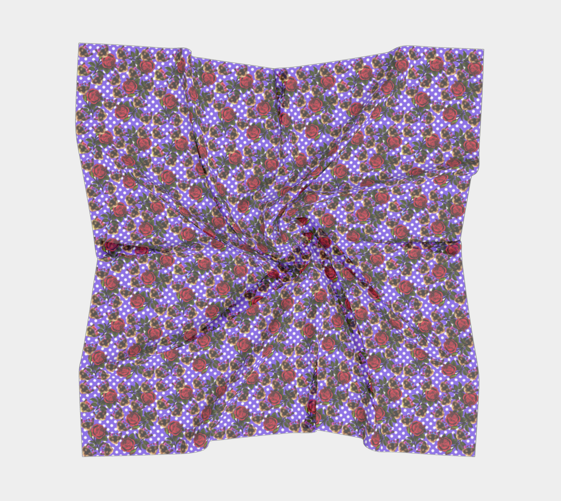 lazy cat floral pattern lilac polka scarf