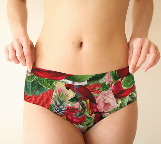 tropical bird floral cheeky briefs