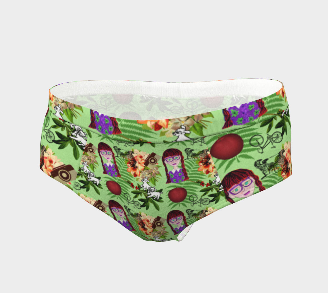 purple glasses girl pattern green cheeky briefs