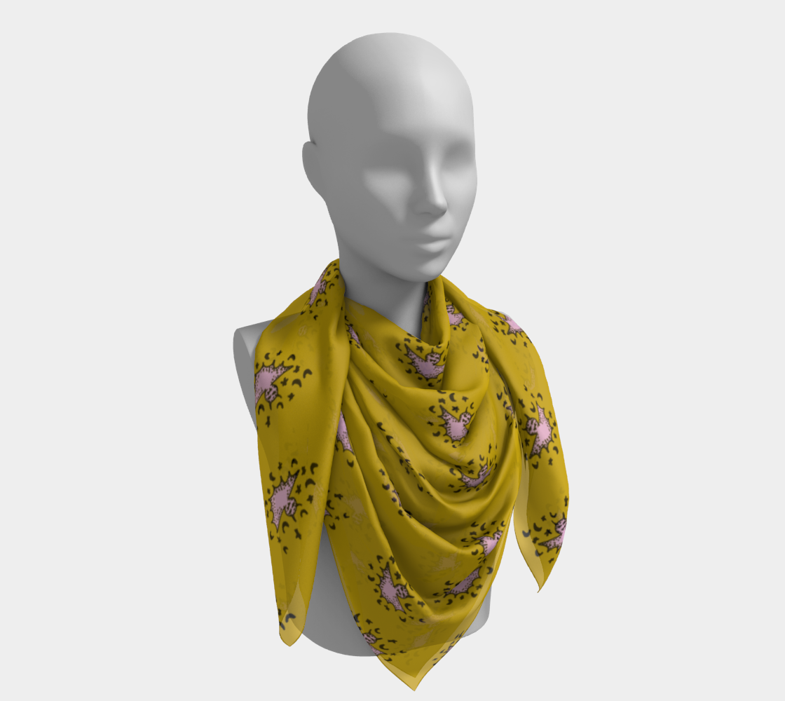 zodiac bat pink yellow scarf