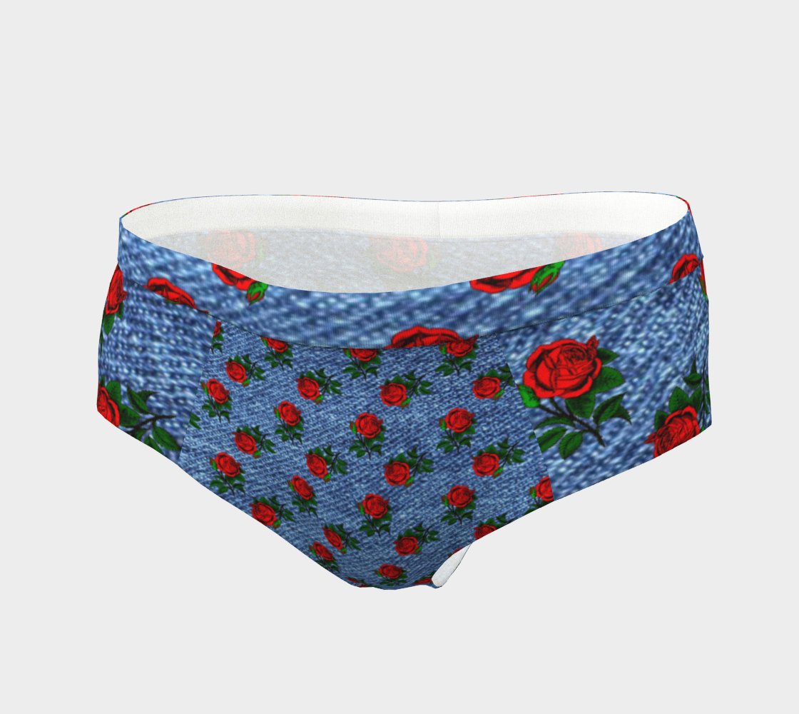 blue denim and roses cheeky briefs