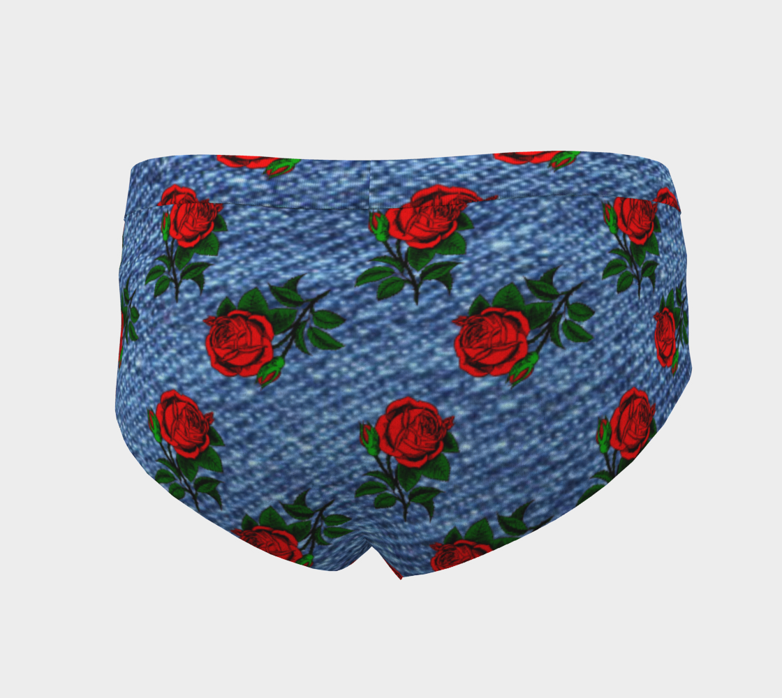 blue denim and roses cheeky briefs