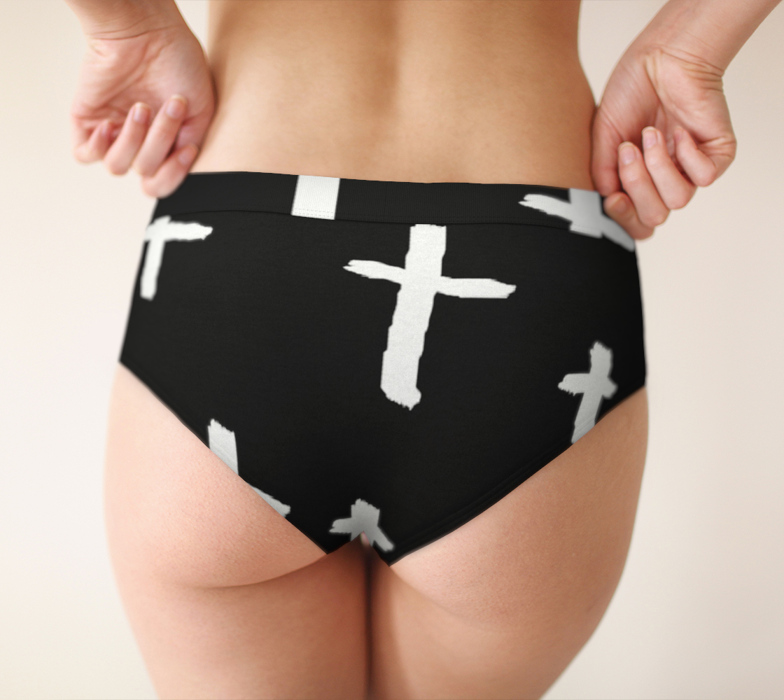 white cross cheeky briefs