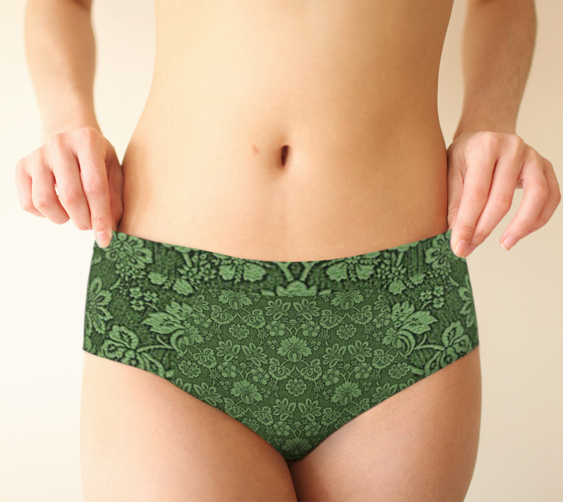 damask green cheeky briefs