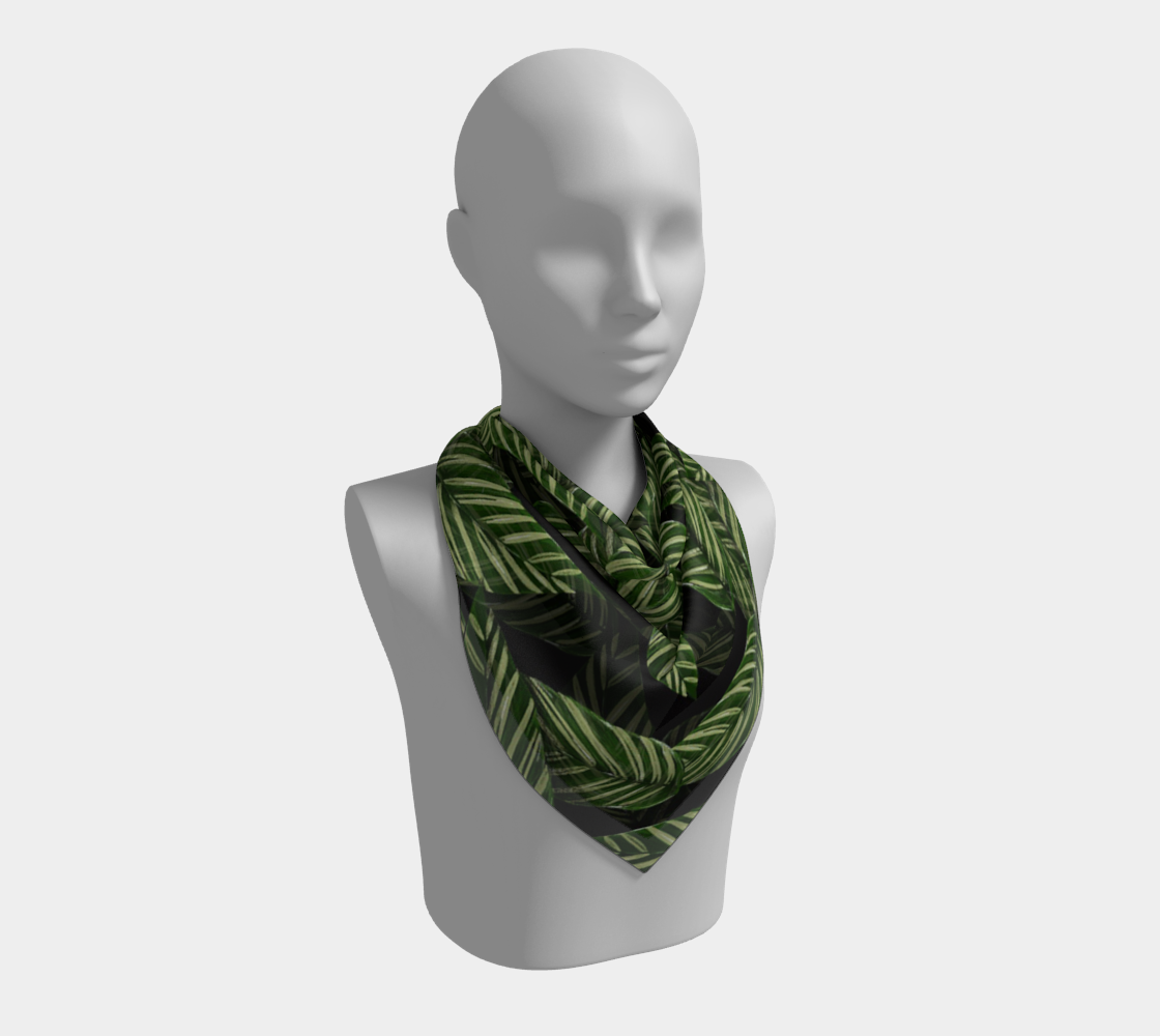 tropical leaves on black scarf