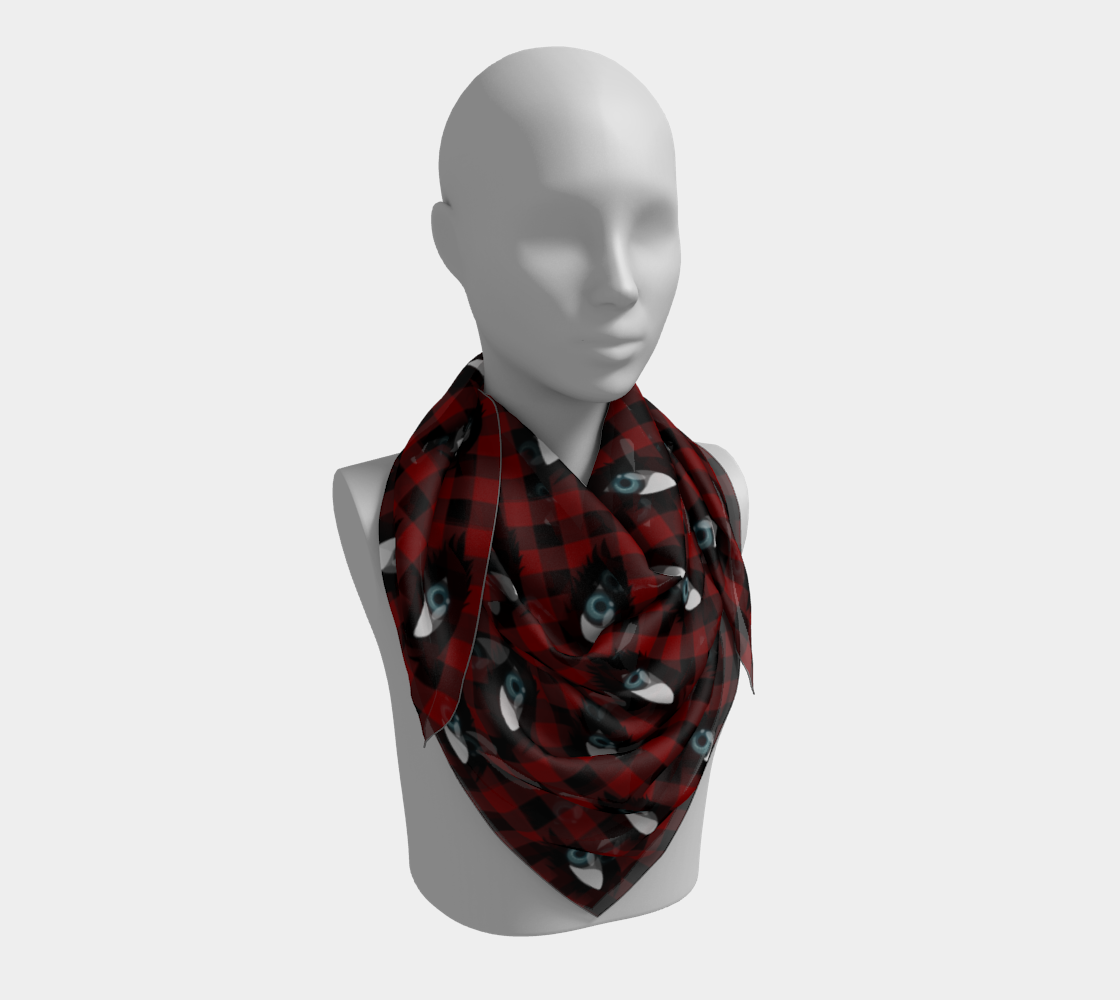 eyes red plaid scarf