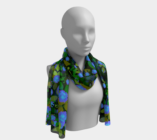 blue luminescent roses scarf