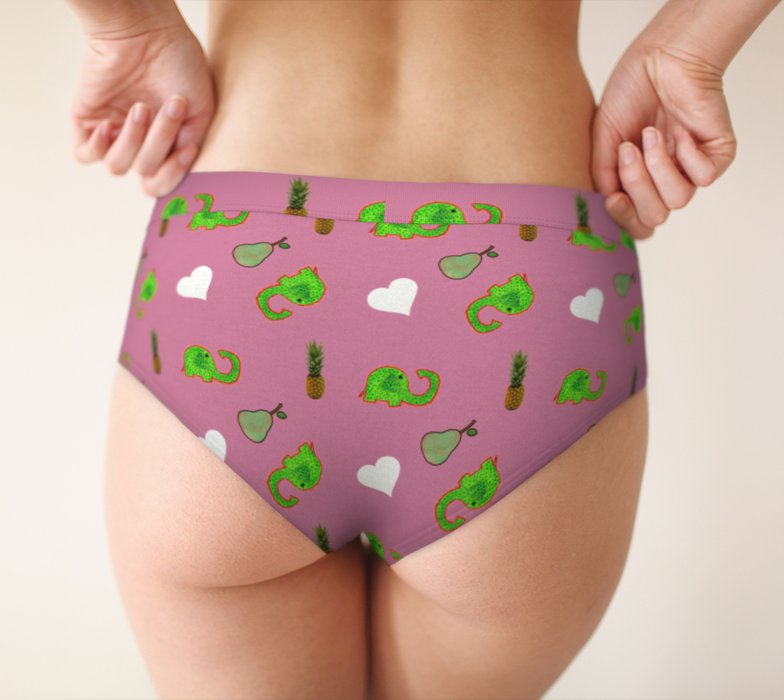 green elephant pattern mauve cheeky briefs