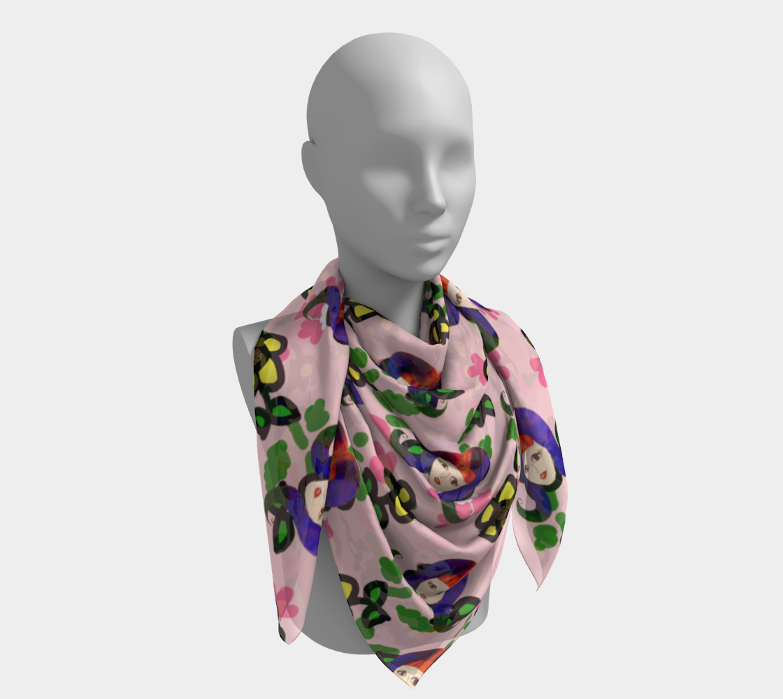 60s girl pink floral daisy scarf