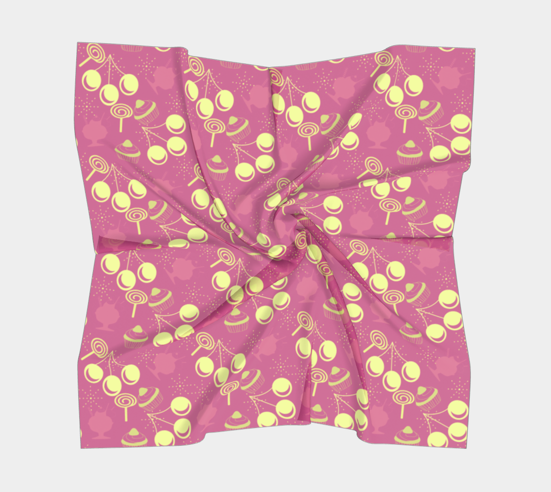 yellow pink cherries scarf