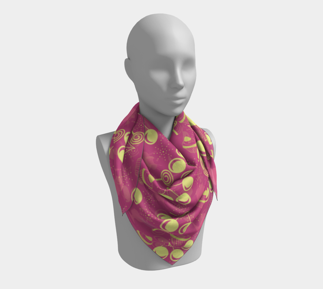 yellow pink cherries scarf