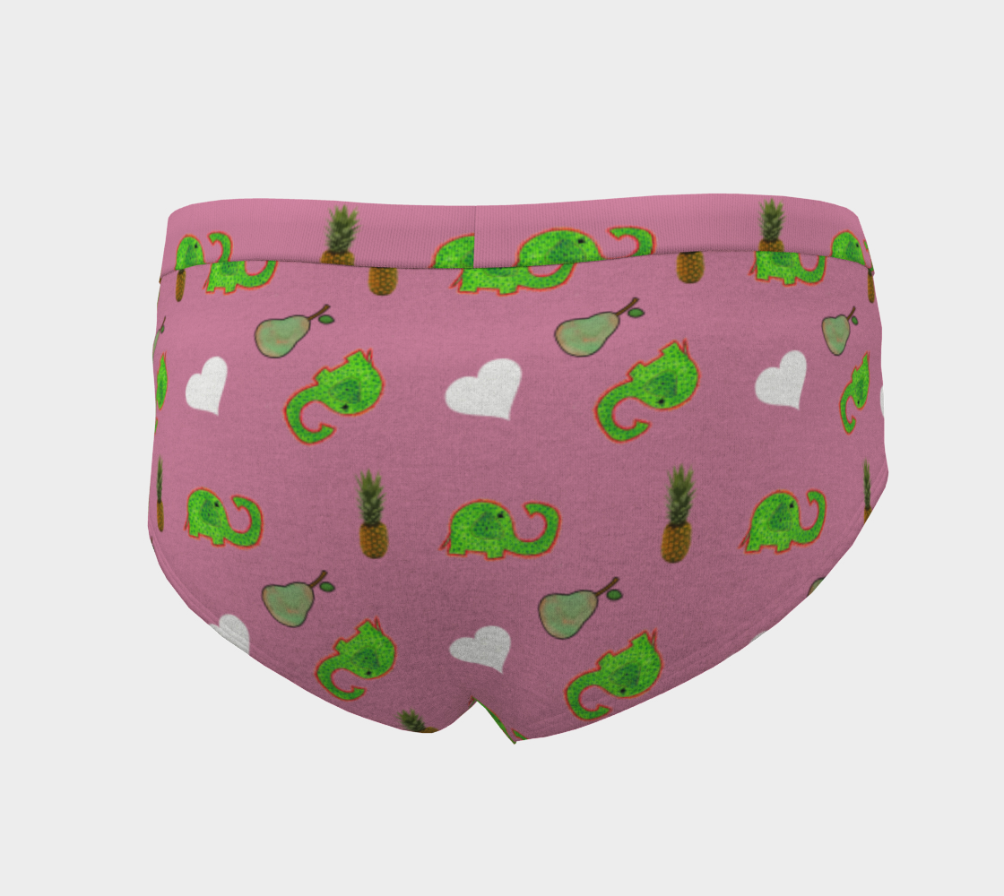 green elephant pattern mauve cheeky briefs