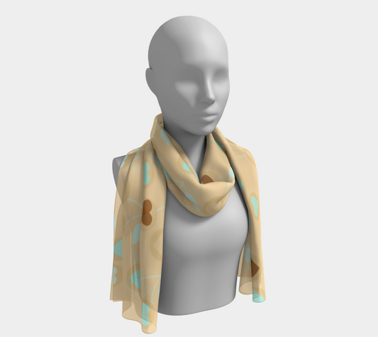 beige heart cherries scarf