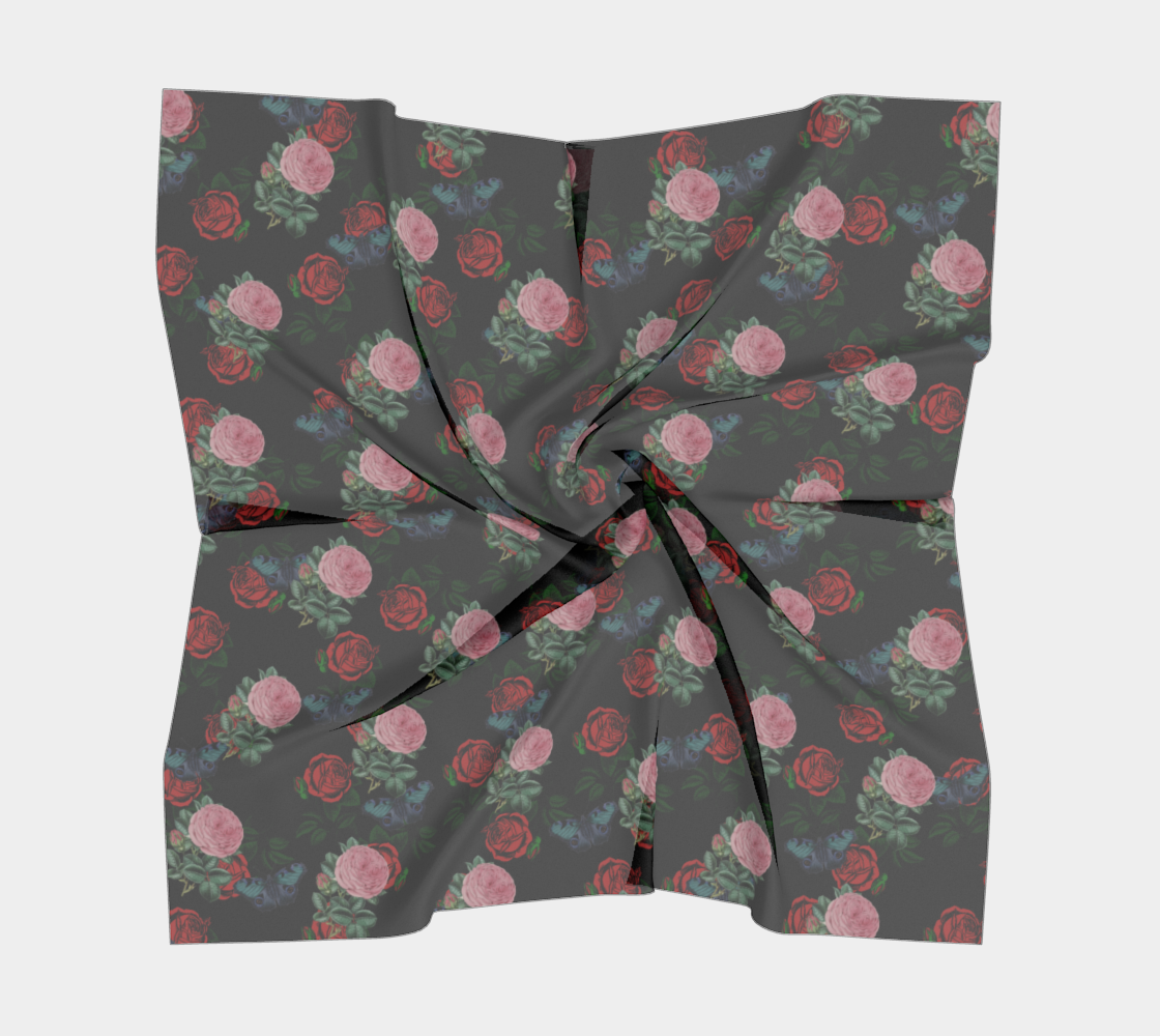 dark floral butterfly black scarf