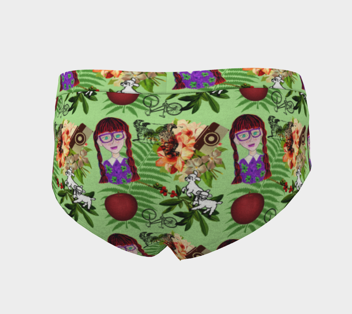 purple glasses girl pattern green cheeky briefs