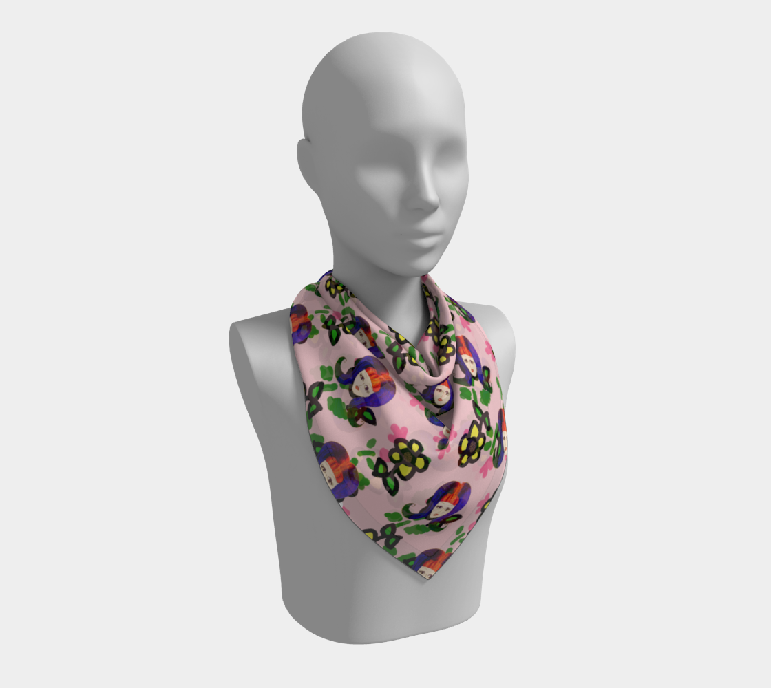 60s girl pink floral daisy scarf