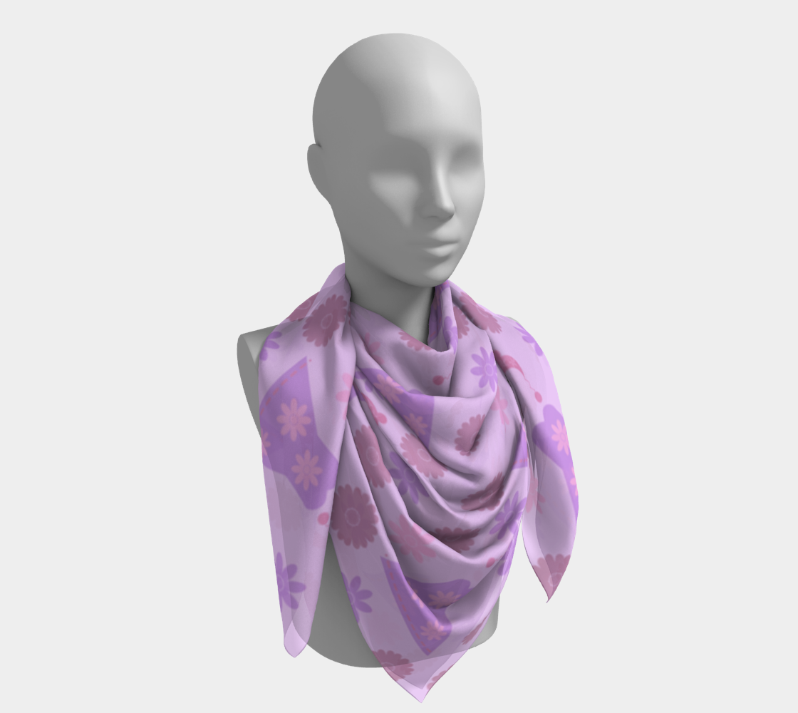 violet pink flower dress scarf