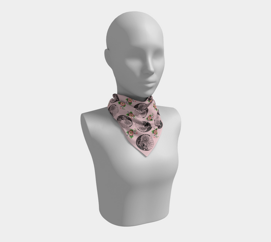 vintage girl with flowers pink scarf