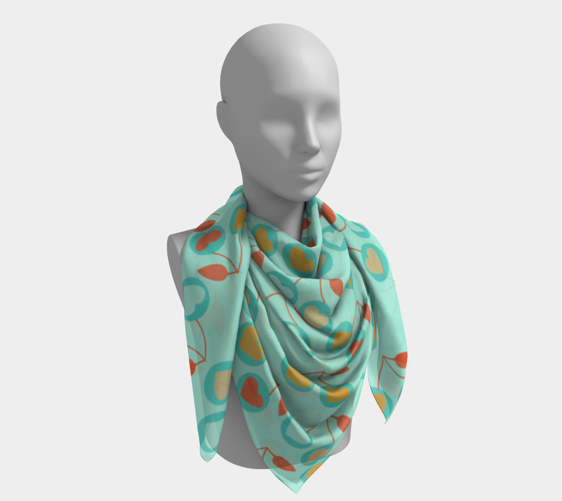 light teal heart cherries scarf