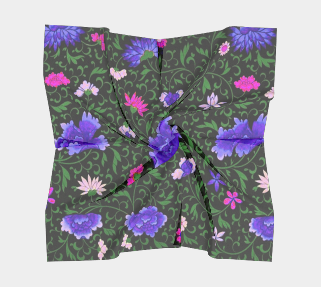 blue  japan floral scarf