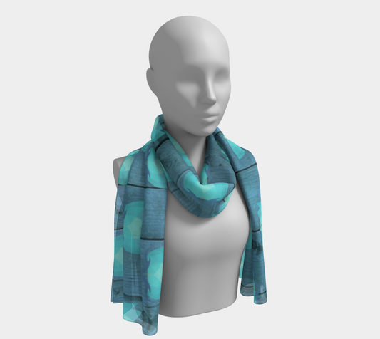 zen lotus wood wall blue scarf