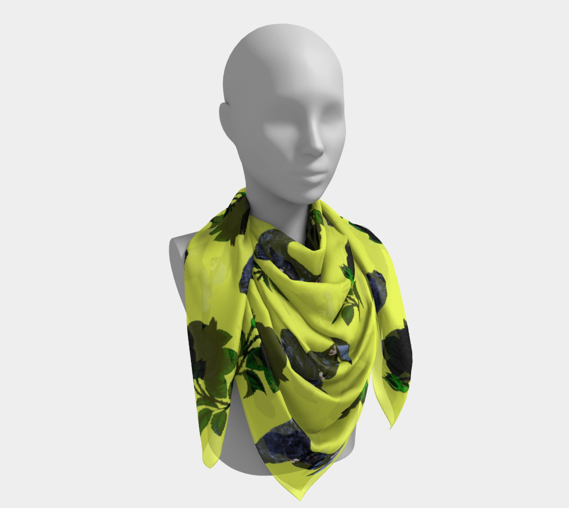 gothic girl rose yellow pattern scarf