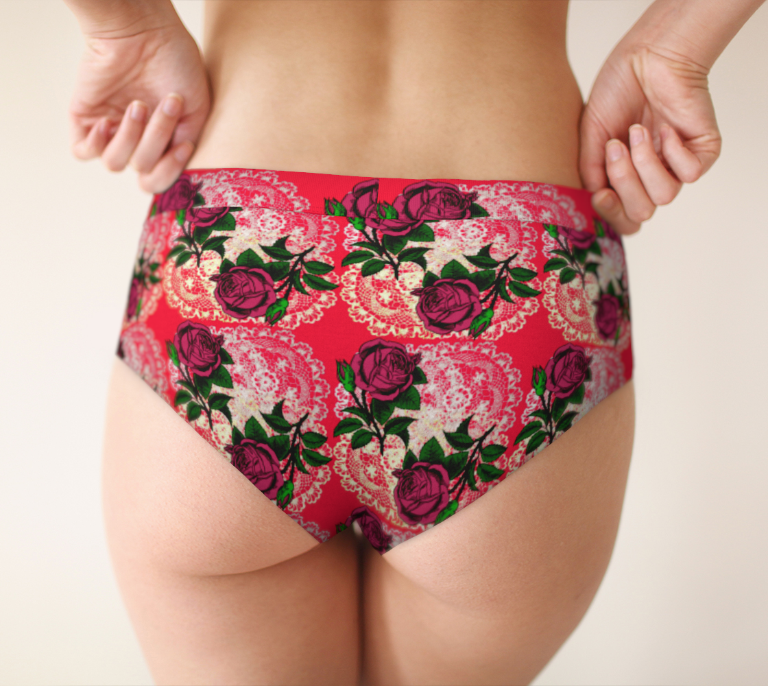 doily rose pattern watermelon pink cheeky briefs