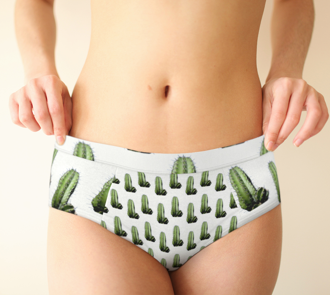 cactus white pattern cheeky briefs