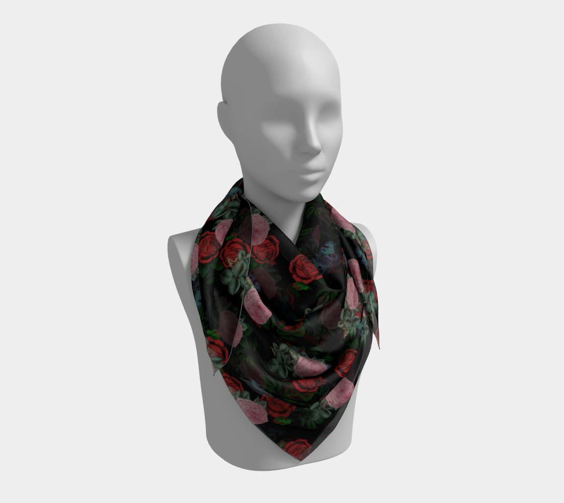 dark floral butterfly black scarf