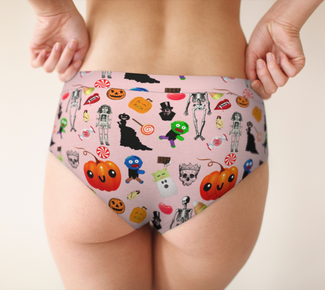 halloween treats pattern pink cheeky briefs