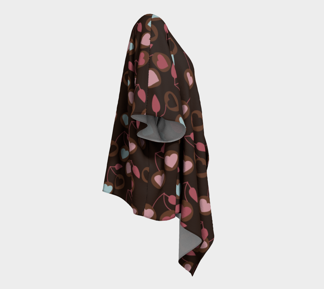 heart cherries brown draped Kimono