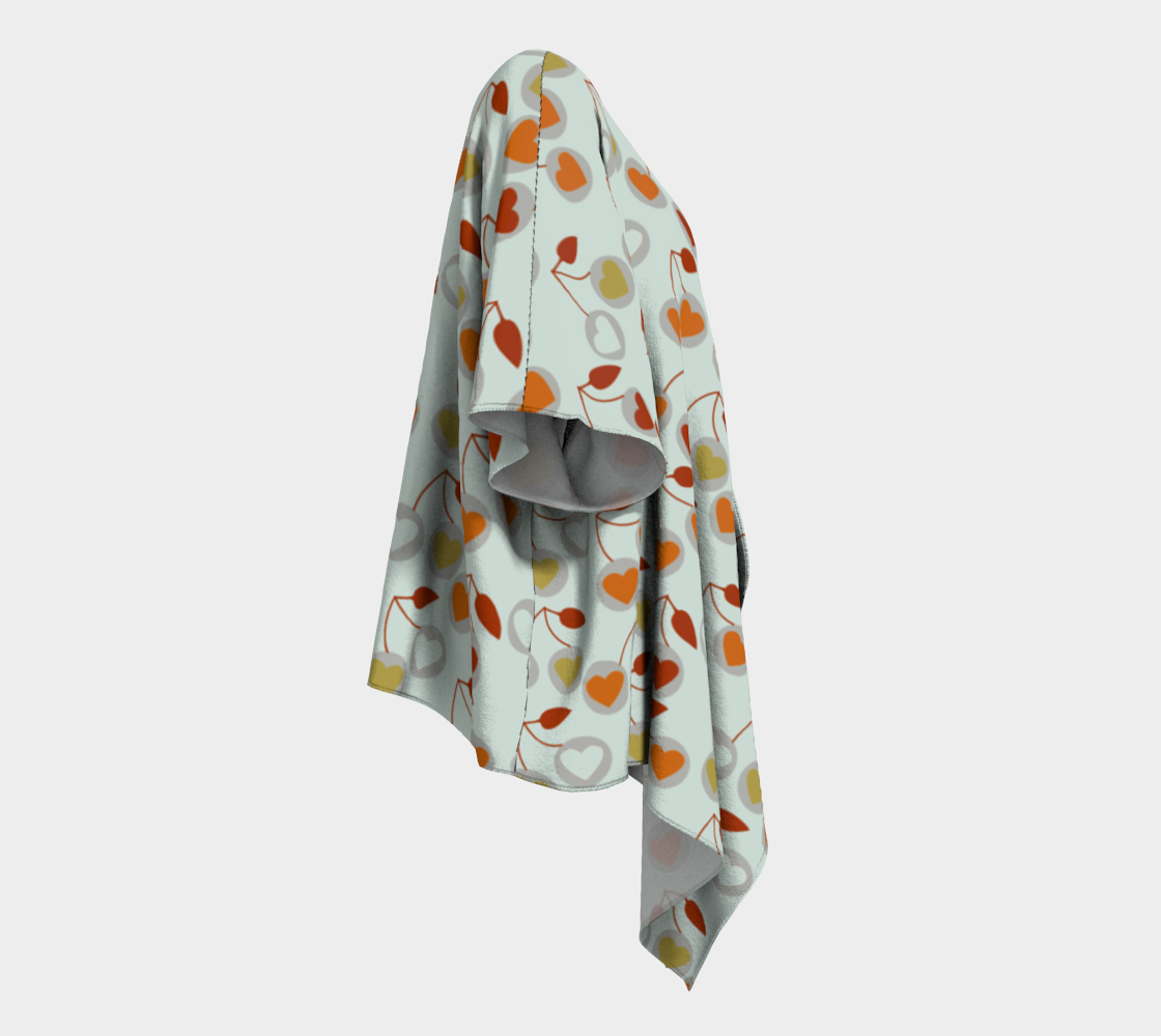 heart cherries grey draped Kimono