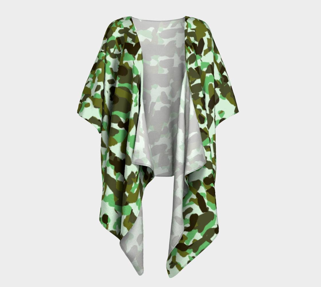 brownish green camo draped Kimono