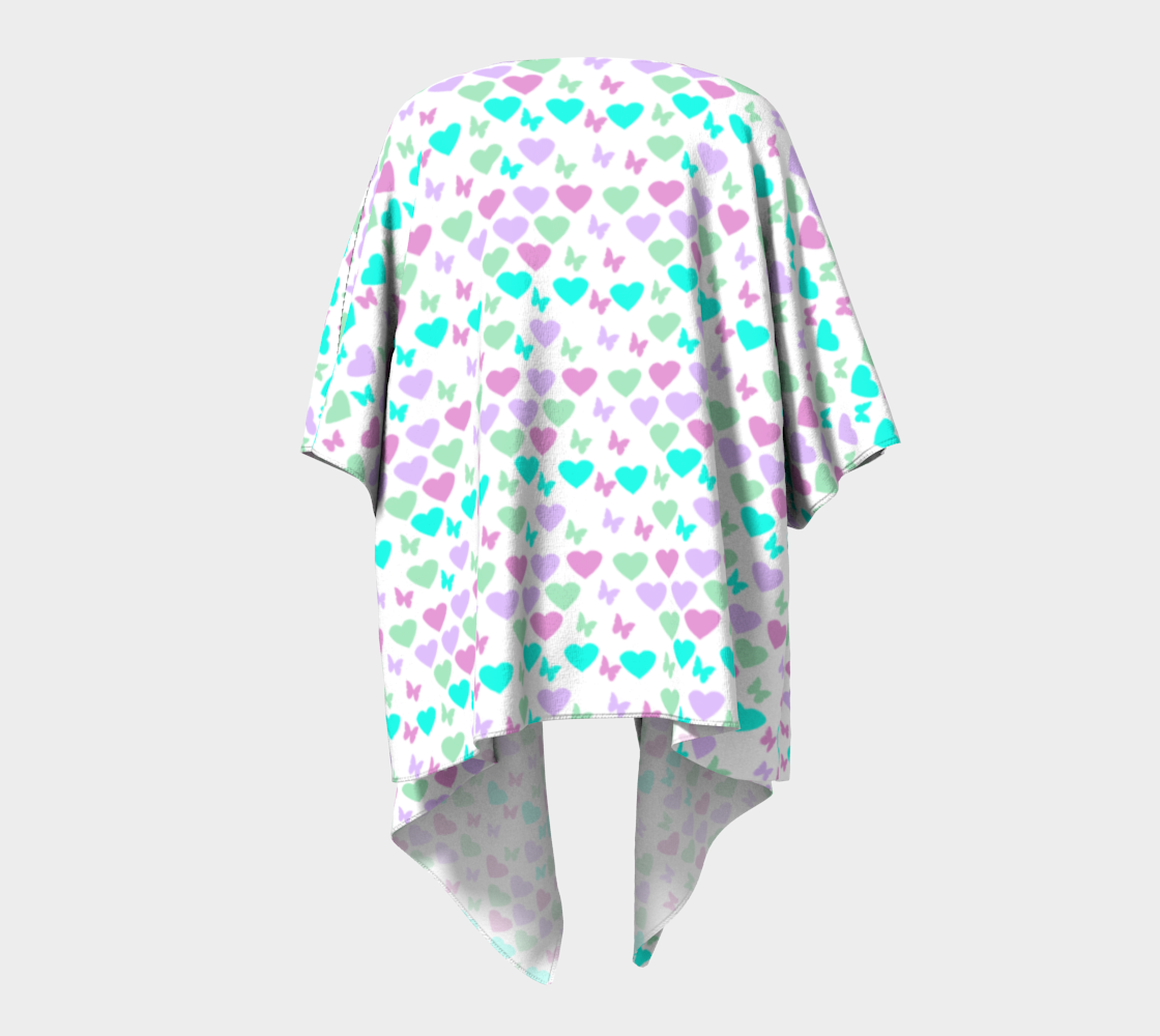 hearts butterflies white draped Kimono