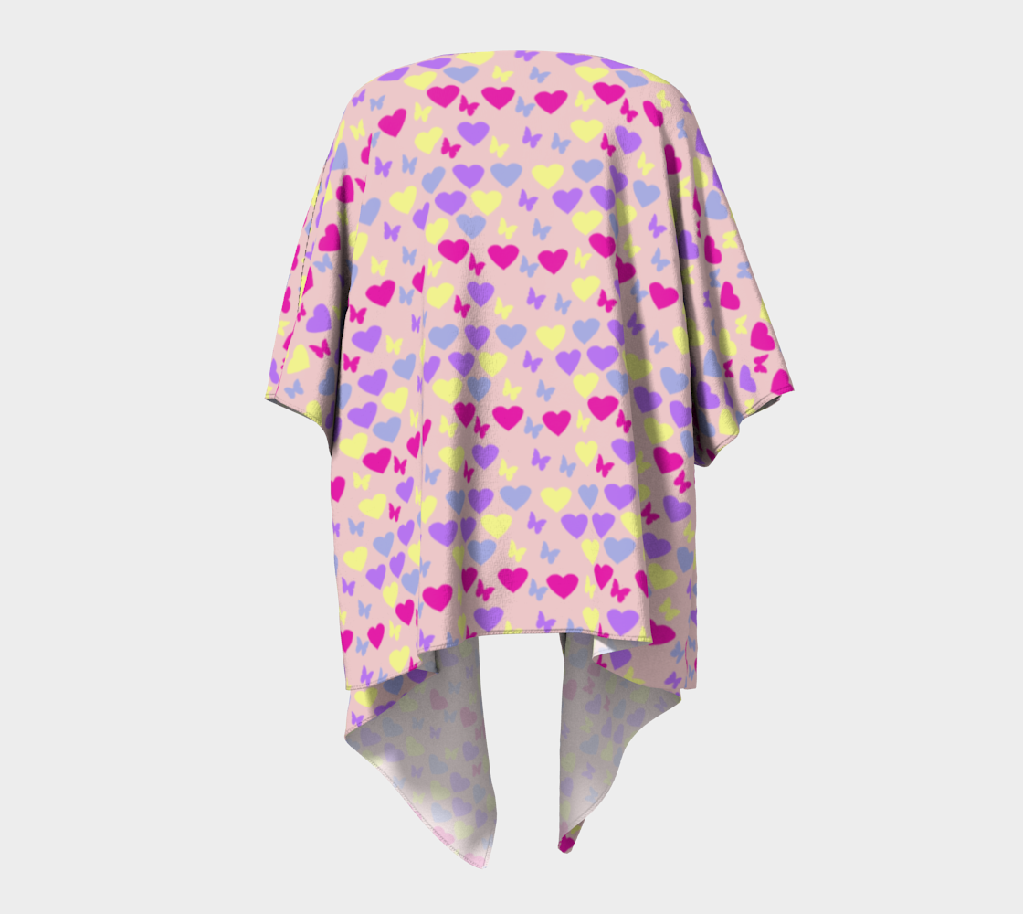 hearts butterflies pink draped Kimono