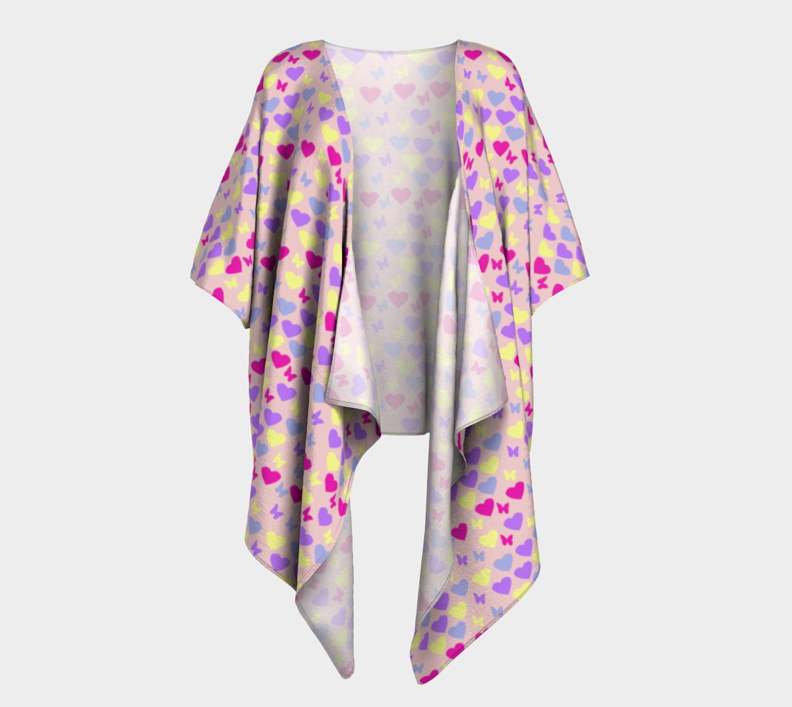 hearts butterflies pink draped Kimono