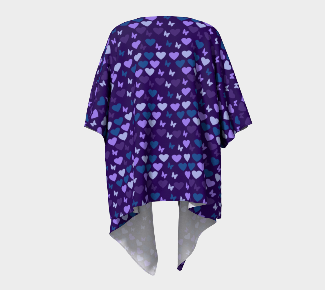 hearts butterflies blue draped Kimono