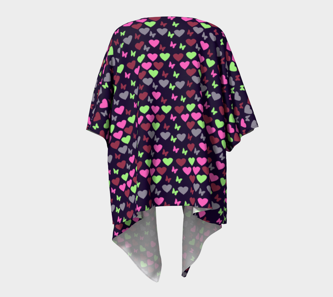 hearts butterflies blue pink draped Kimono