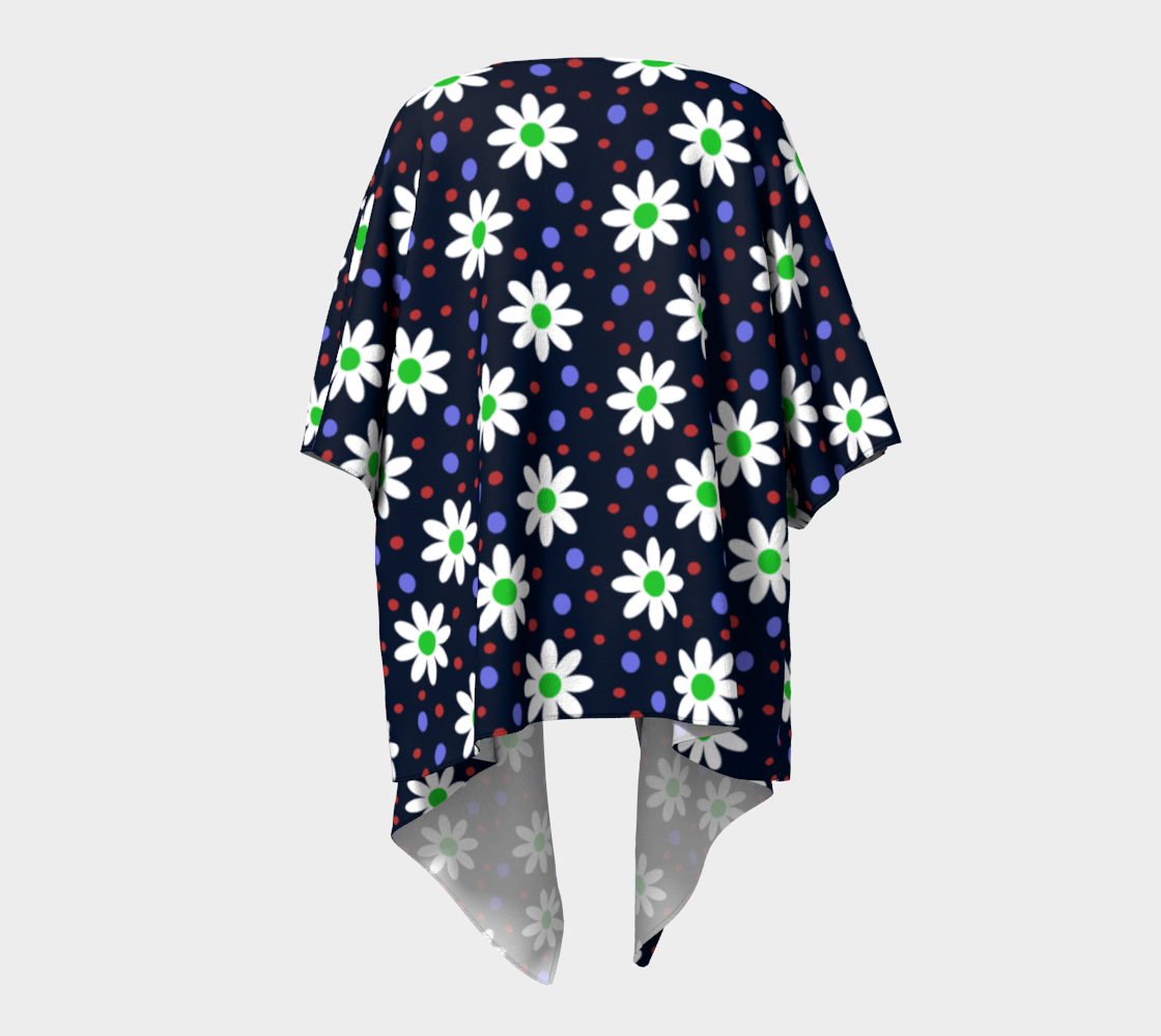 daisy dots navy blue draped Kimono