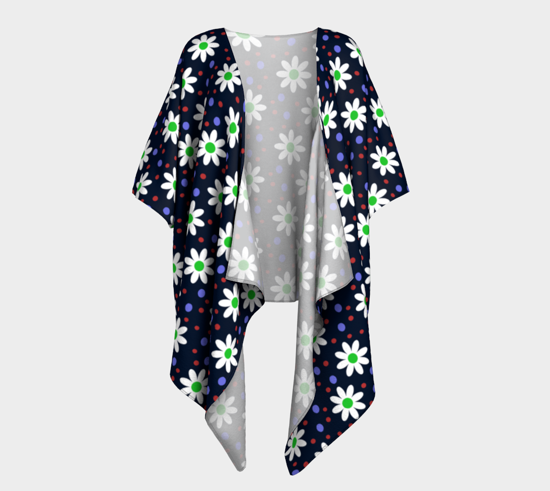 daisy dots navy blue draped Kimono