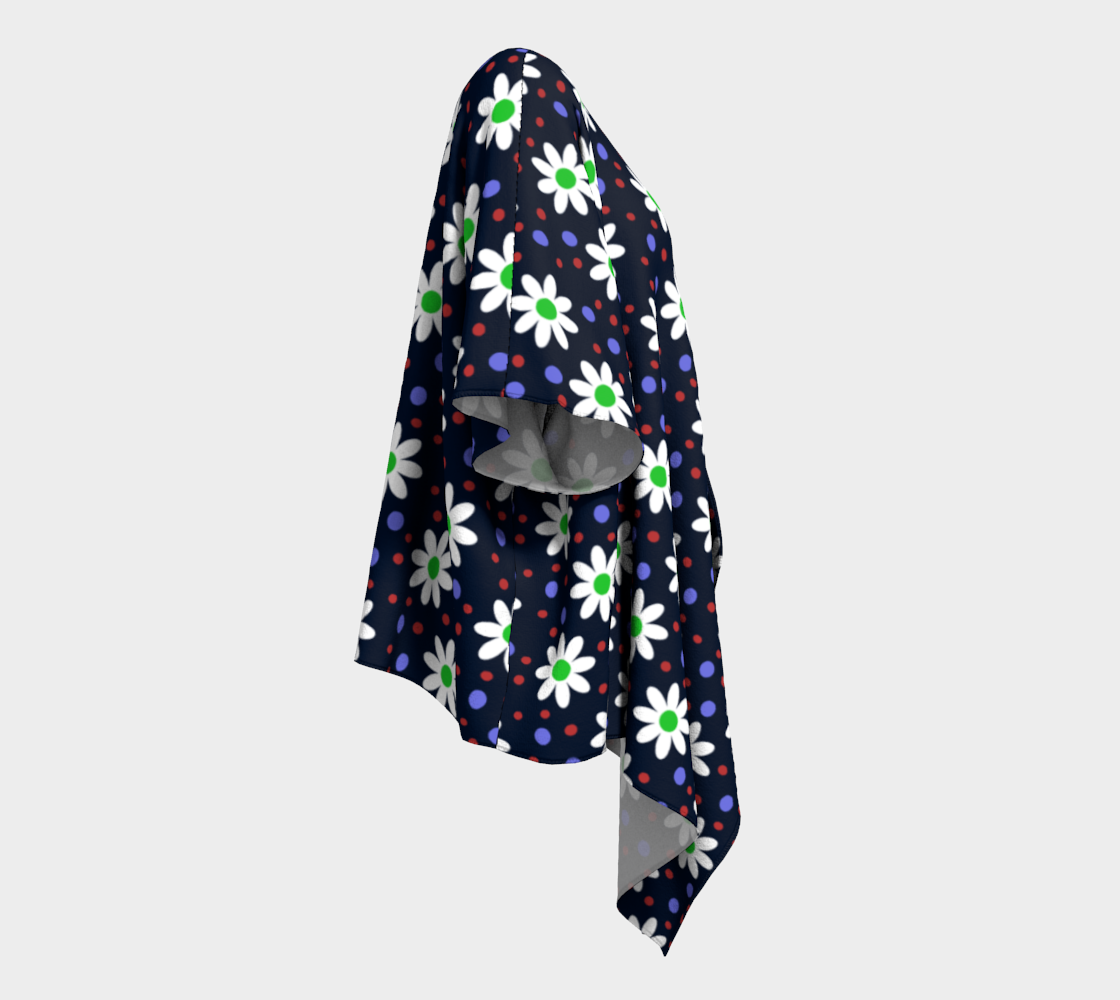 daisy dots navy blue draped Kimono