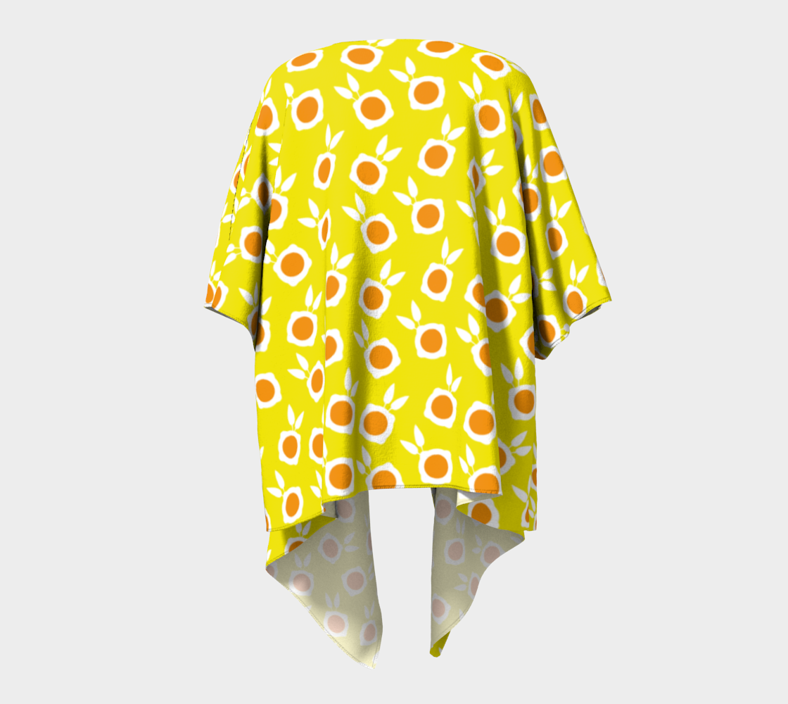 square flowers yellow draped Kimono