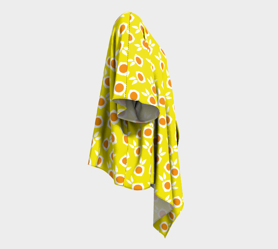 square flowers yellow draped Kimono