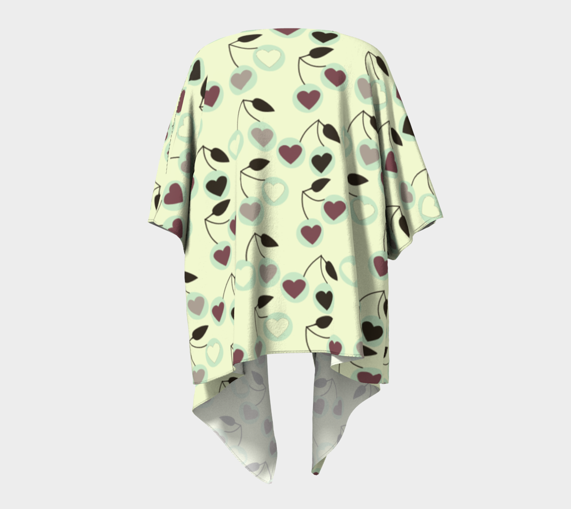 heart cherries mint draped Kimono