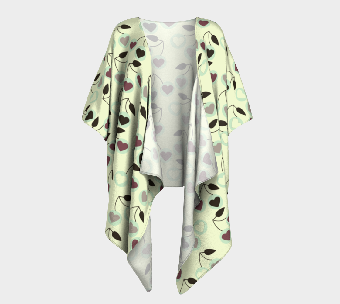 heart cherries mint draped Kimono