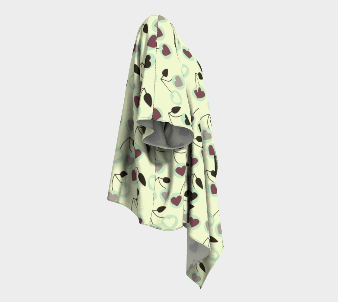 heart cherries mint draped Kimono