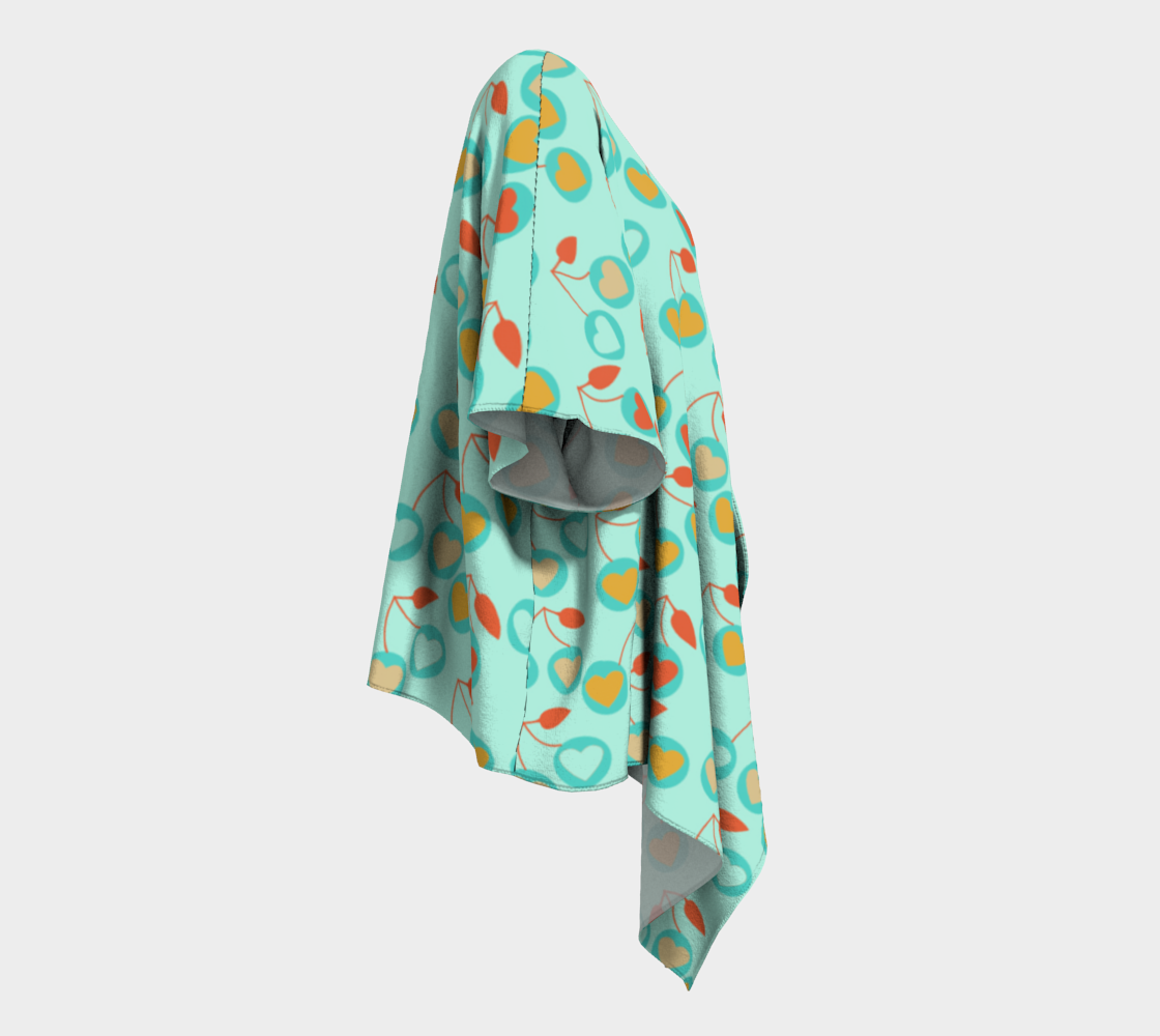 light teal heart cherries draped Kimono